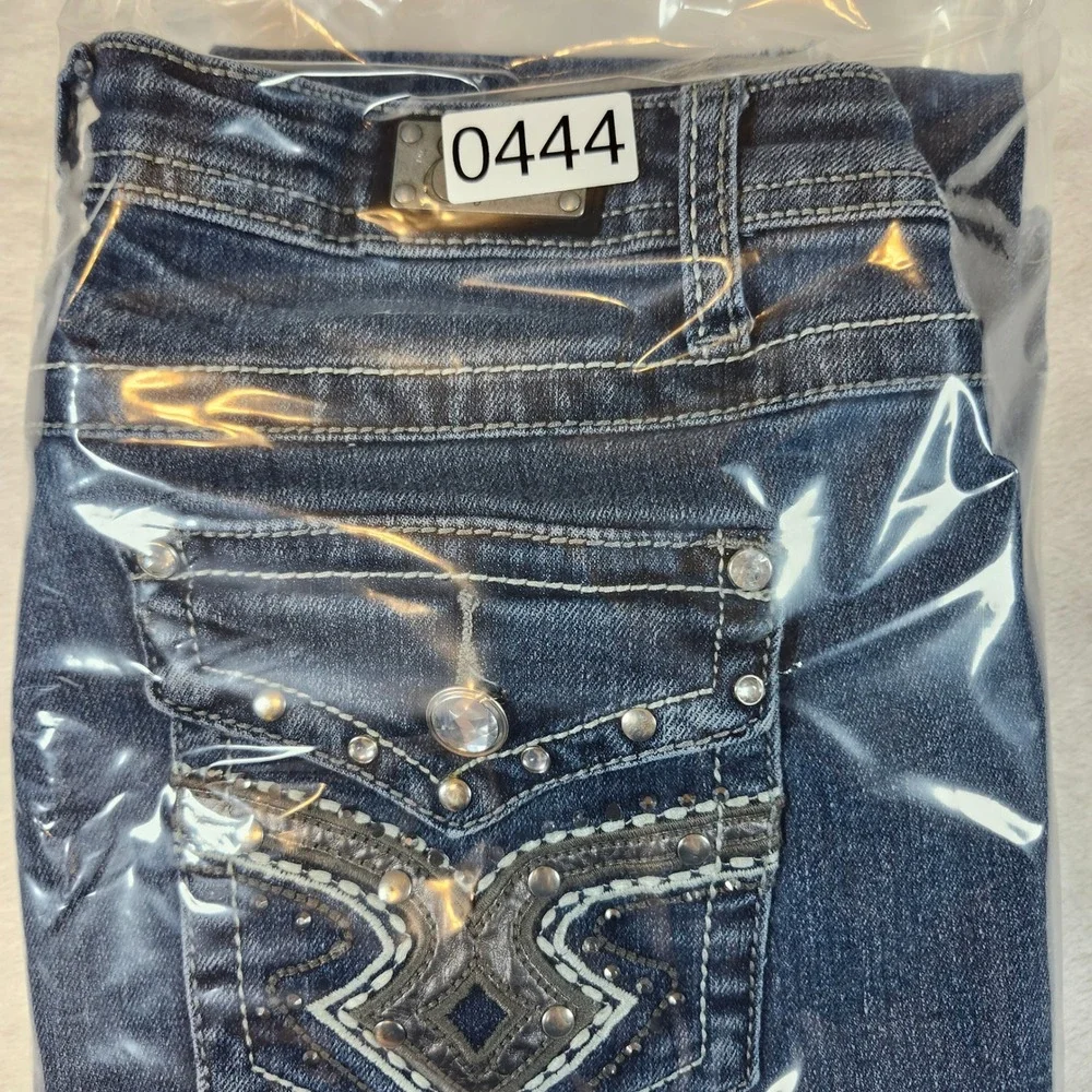 Earl Jeans Bootcut Women 30 Blue Good Rhinestone Embellished Y2K Dark Wash Denim